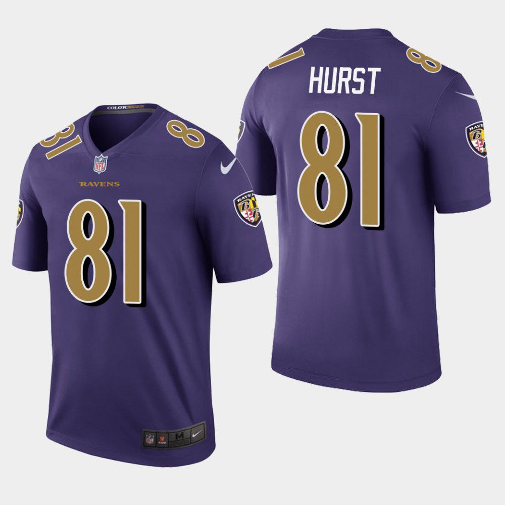 Men Baltimore Ravens 81 Hayden Hurst Nike Purple Color Rush Limited NFL Jersey